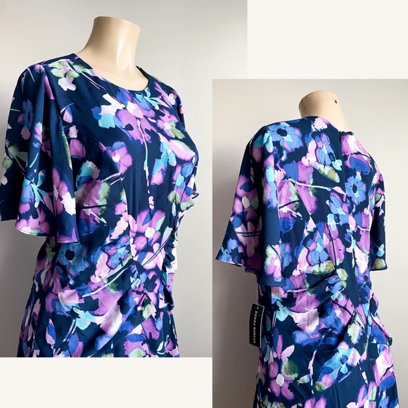 Donna Morgan Tie Dye Watercolor Sterling Dress Easter Modest Girly Floral 10 - Picture 12 of 13